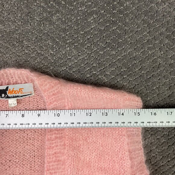 Woof Designs Mohair Wool Sleeveless Cardigan Vest Sweater Women's Medium Pink - Picture 10 of 10